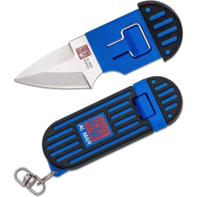 SUNAMK1001BKBLBL image(0) - SUNEX Al Mar Stringer D2 Wedge Blade Keychain Knife in Blister Card - Blue/Black