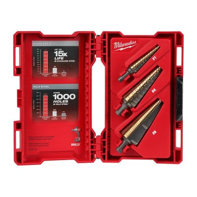 MLW48-89-9291 image(0) - Milwaukee Tool Cobalt Step Bit Kit (3PC)