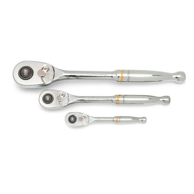 KDT81310T image(0) - GearWrench 3 Pc. 1/4 Inch, 3/8 Inch  and 1/2 Inch Drive 90-Tooth Quick Release Teardrop Ratchet Set