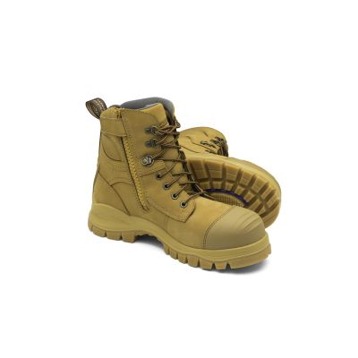 BLU992-065 image(0) - Blundstone Steel Toe Lace Up Side Zip, Water Resistant, Bump Cap, Wheat, AU size 6.5, US size 7.5