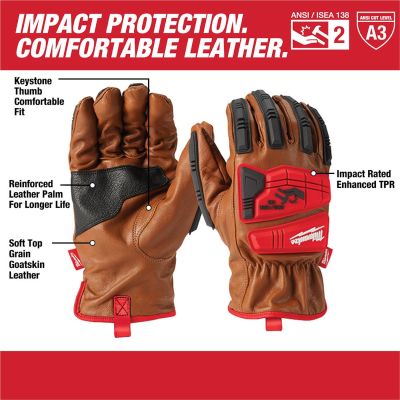 MLW48-22-8772 image(0) - Milwaukee Tool Impact Cut Level 3 Goatskin Leather Gloves - L