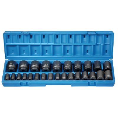 GRE1726M image(0) - Grey Pneumatic 26 PC 1/2" DR 12 POINT STANDARD LENGTH METRIC SET