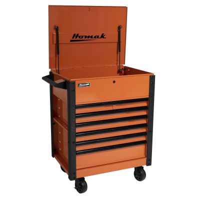 HOMOG06035247 image(0) - Homak Manufacturing 35 in. Pro Series 7-Drawer Service Cart, Orange