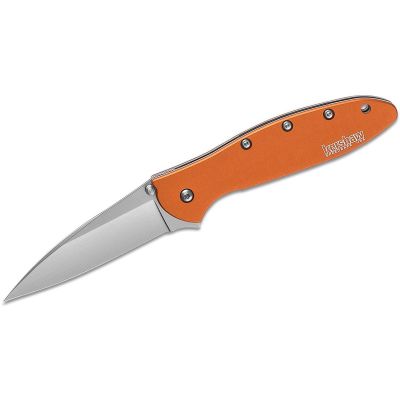 KER1660ORX image(0) - Kershaw Leek Assisted Open Liner Lock Drop Point Blade EDC Folding Pocket Knife - Color Orange