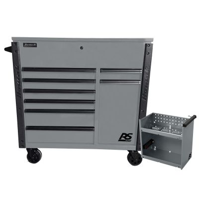 HOMGR06044080 image(0) - Homak Manufacturing 44" 8-Drawer Service Cart w/power Tool Holder Drawer-Gray