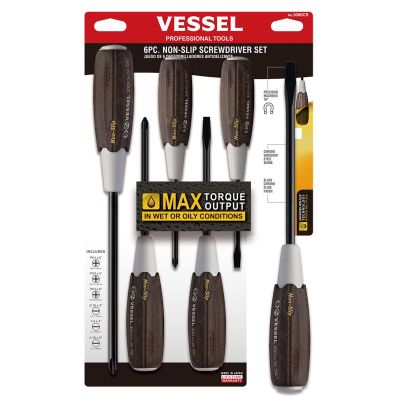 VES3006CS image(0) - Vessel WOOD-COMPO Non-Slip Screwdriver 6PC. Set