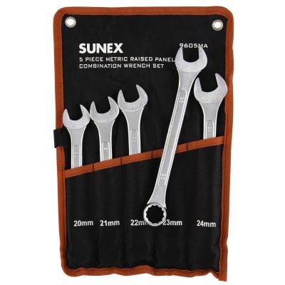 SUN9605MA image(0) - Sunex 5-PC Metric Raised Panel Combi Wrench Set