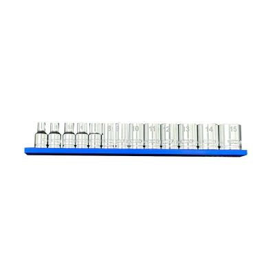 VIMSM400 image(0) - VIM Tools 13 Piece 1/4 Inch Drive Metric Socket Set with Blue 8 Inch Magrail - SMS400 Subset