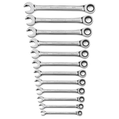 KDT85597 image(1) - GearWrench 12 Piece 72-Tooth 12 Point Open End Ratcheting Metric Wrench Set