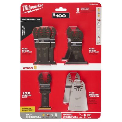 MLW49-10-9125 image(0) - Milwaukee Tool Milwaukee UNIVERSAL FIT OPEN-LOK OSCILLATING MULTI-TOOL 8PC MULTI-TOOL BLADE GP SET