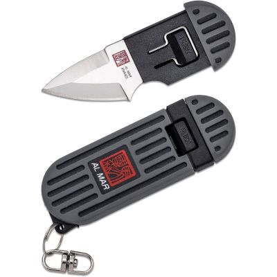 SUNAMK1001GYBKBL image(0) - SUNEX Al Mar Stringer D2 Wedge Blade Keychain Knife in Blister Card - Grey/Black