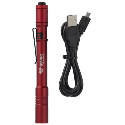 STL66137 image(0) - Streamlight Stylus Pro USB Bright Rechargeable LED Penlight - Red: Rechargeable battery, USB Cord, Pocket clip, Nylon holster