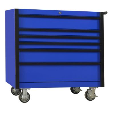 EXTDX412506RCBLBK image(0) - Extreme Tools DX Series 41in. W X 25in. D 6 Drawer Roller Cabinet, 100 lbs Slides, Blue with Black Drawer Pulls