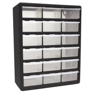 HOMHA01018001 image(0) - Homak Manufacturing 18-Drawer Parts Organizer, Black