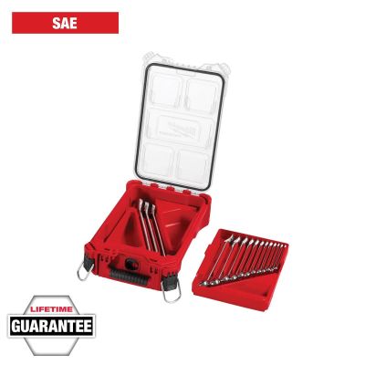 MLW48-22-9484 image(0) - Milwaukee Tool 15pc SAE Combination Wrench Set with PACKOUT Compact Organizer