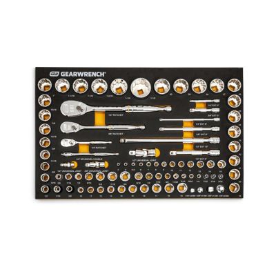 KDT86529 image(0) - GearWrench 83 Piece 1/4 Inch, 3/8 Inch, & 1/2 Inch 90-Tooth SAE/Metric Mechanics Tool Set with Foam Storage Tray