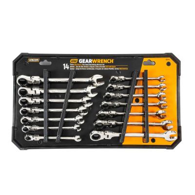 KDT85141 image(0) - GearWrench 14 Piece 72-Tooth 12 Point Flex Head Ratcheting Combination SAE/Metric Wrench Set