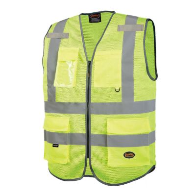 SRWV1024860U-L image(0) - Pioneer Pioneer - Mesh 9-Pocket Safety Vest - Hi-Vis Yellow/Green - Size Large