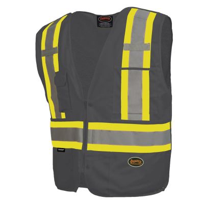 SRWV1021170U-L image(0) - Pioneer Pioneer - Zip-Up Snap Break Away Safety Vest - Black - Size Large