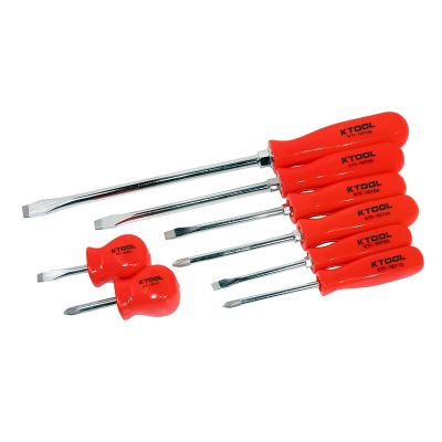 KTI19700 image(0) - K Tool International 8-Piece Screwdriver Set with Orage Square Handles