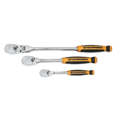 KDT81203T image(0) - GearWrench 3 Piece 1/4 Inch & 3/8 Inch Drive 90-Tooth Dual Material Teardrop Ratchet Set