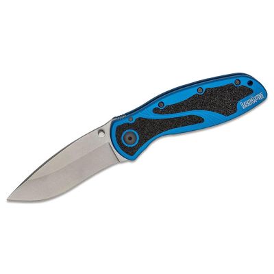 KER1670NBSW image(0) - Kershaw Blur Assisted Open Inset Liner Lock Do-it-All Blade EDC Folding Pocket Knife with Stonewashed Finish - Navy/Black