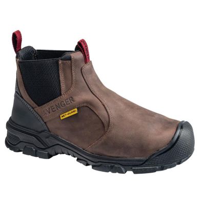 FSIA7342-14W image(0) - Avenger Work Boots Ripsaw Romeo Series - Men's Mid-Top Slip-On Boots - Aluminum Toe - IC|EH|SR|PR|MT - Brown/Black -Size: 14W