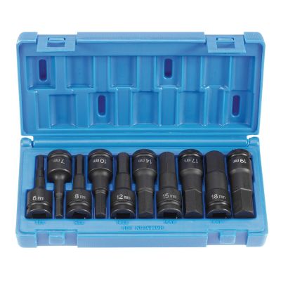 GRE1498MH image(0) - Grey Pneumatic 10 PC 1/2 DRIVE METRIC HEX DRIVER SET