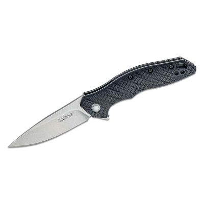 KER1845 image(0) - Kershaw Shoreline Assisted Open Liner Lock Drop Point Blade EDC Folding Pocket Knife with Stonewashed Finish- Black