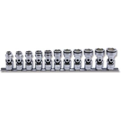 KKNRS3441M-11 image(0) - Ko-ken USA 3/8 Sq. Dr. Universal NUT GRIPÂ® Socket set  8mm-19mm - 11 pieces