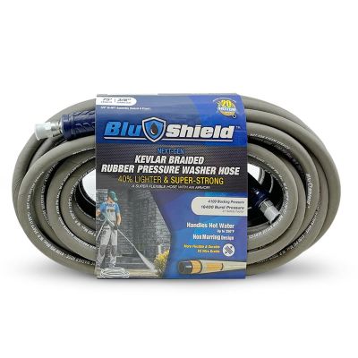 BLBPW3875-NM image(0) - BluBird BluShield Aramid Braided 3/8" Rubber Pressure Washer Hose, Non Marking, 4100PSI Heavy Duty Lightweight - 75 Feet