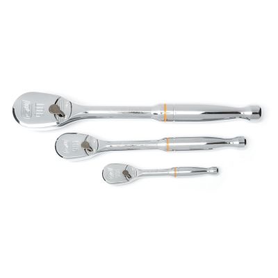 KDT81206T image(0) - GearWrench 3 Piece 1/4 Inch, 3/8 Inch & 1/2 Inch Drive 90-Tooth Teardrop Ratchet Set