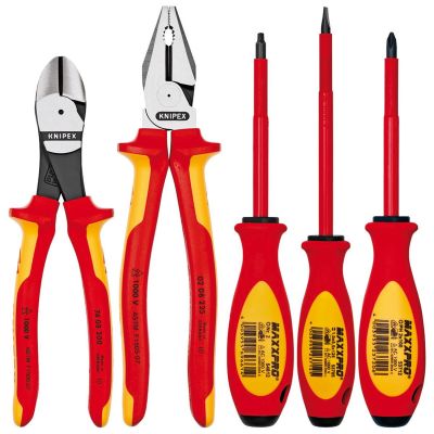 KNP9K989821US image(0) - KNIPEX 5PC PLIERS/SCREWDRR TOOL SET-1,000V INSLTD