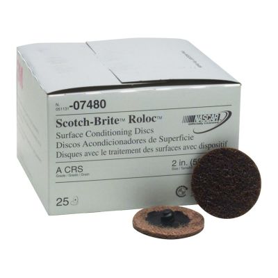 MMM7480 image(0) - 3M 3M Scotch Brite Roloc Surface Conditioning Discs, 2 inches, Coarse and Brown, 25 per Pack