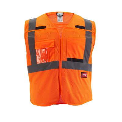 MLW48-73-5126 image(0) - Milwaukee Tool Class 2 Breakaway High Visibility Orange Mesh Safety Vest - L/XL