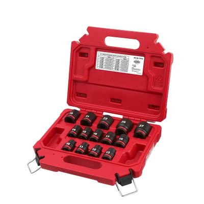 MLW49-66-7013 image(0) - Milwaukee Tool 14PCSHOCKWAVE Impact Duty 1/2" Drive Metric Standard 6 Point Socket Set