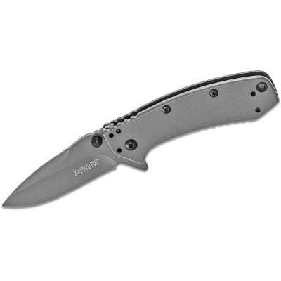 KER1555TI image(0) - Kershaw Cryo Assisted Open Frame Lock with Lockbar Stabilizer Drop Point Blade EDC Folding Pocket Knife - Gray