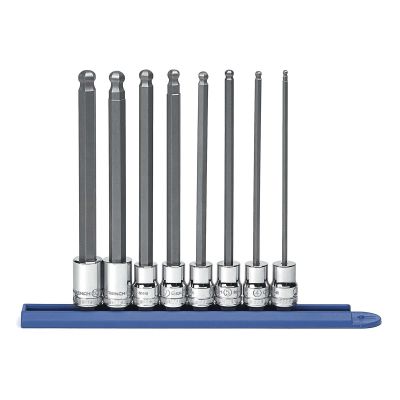 KDT80573 image(0) - GearWrench 8 Piece 3/8 Inch Drive Long Ball End Hex Bit Metric Socket Set