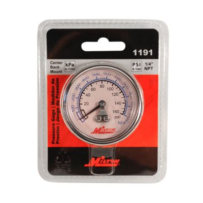 MIL1191 image(0) - Milton Industries Gage 1/4" NPT, 0-160 PSI - Center Mount