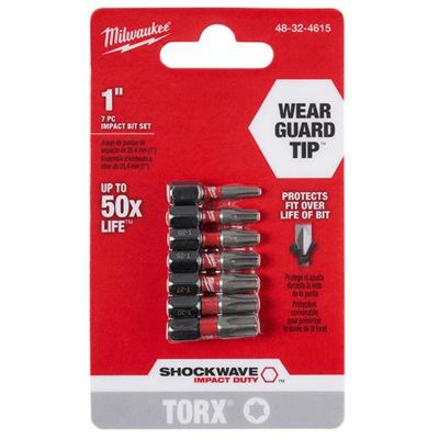 MLW48-32-4615 image(0) - Milwaukee Tool SHOCKWAVE Torx 1” Insert Bit Set - 7PC