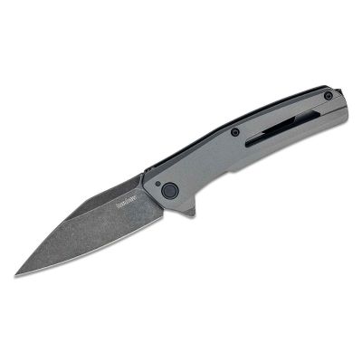 KER1404 image(0) - Kershaw Flyby Assisted Open Frame Lock Wharncliffe Blade EDC Folding Pocket Knife with BlackWash Finish - Gray