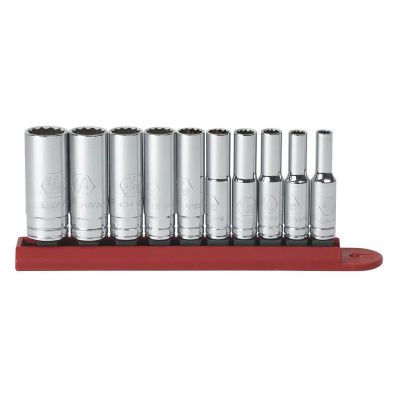 KDT80309D image(0) - GearWrench 10 Piece 1/4 Inch Drive 12 Point Deep SAE Socket Set