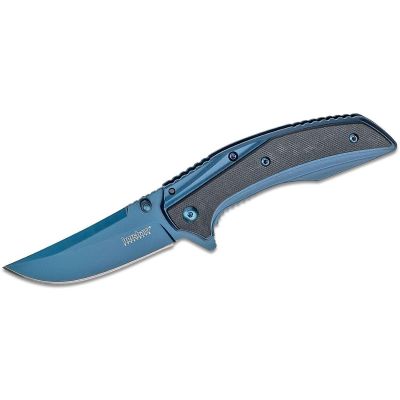 KER8320 image(0) - Kershaw Outright Assisted Opening Frame Lock Trailing Point Blade EDC Folding Pocket Knife - Blue