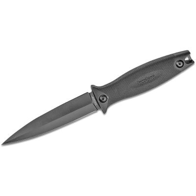 KER4007 image(0) - Kershaw Secret Agent Spear Point Fixed Blade Boot Knife with Nylon Dual-Carry Sheath - Black