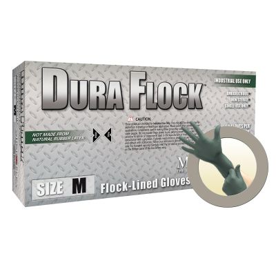 MFXDFK608M image(0) - Microflex DURA FLOCK 8 MIL FLOCK-LINED GREEN NITRILE GLOVE MEDIUM