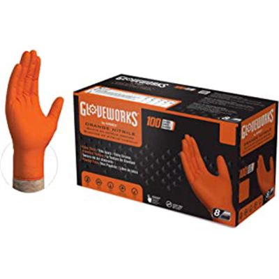 AMXGWON46100 image(0) - Ammex Corporation Gloveworks HD Orange Nitrile Gloves Large