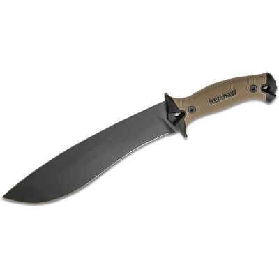 KER1077TAN image(0) - Kershaw Camp 10 Recurve Fixed Blade Machete with Nylon Sheath - Tan/Black