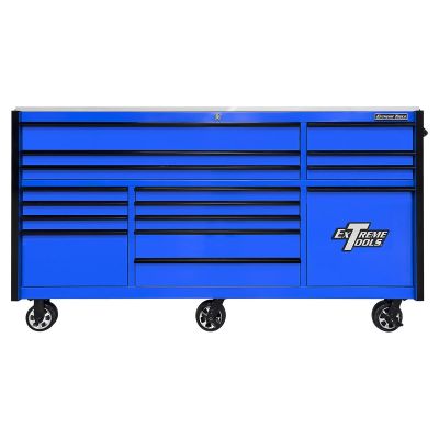 EXTRXQ843016RCBLBK image(0) - Extreme Tools 25th Anniversary Edition RX Series 84"W x 30"D Triple Bank Roller Cabinet with Power Tool Drawer