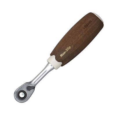 VESHRH2W image(0) - Vessel Tools WOOD-COMPO Ratchet Handle No.HRH2-W 1/4" SQ Drive