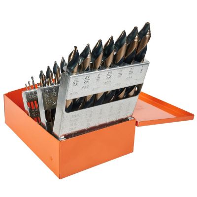 KNK29KK10 image(0) - KnKut KnKut 29 Piece Mechanics Length Step Point Drill Bit Set 1/16"-1/2" by 64ths